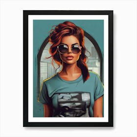 Girl In Sunglasses Art Print