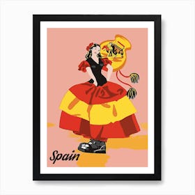 Spain, Dancing Girl With A Big Shoe Art Print