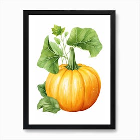 Buttercup Squash Pumpkin Watercolour Illustration 1 Art Print