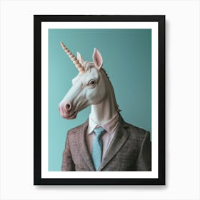 Toy Pastel Unicorn In A Suit 3 Art Print