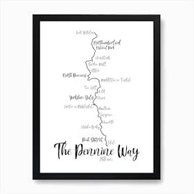 The Pennine Way Route Print | Long Distance Hiking Route Print | UK Hiking Print Art Print