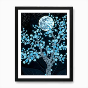 Blue Moon Tree Art Print