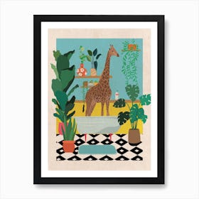 Giraffe Bathtime Art Print