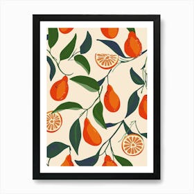 Citrus Fruit On A Branch Pattern 3 Art Print