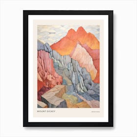 Mount Dickey United States Colourful Mountain Illustration Poster Art Print