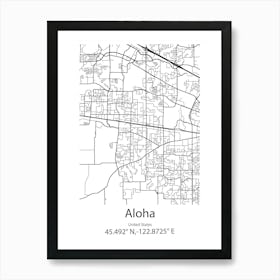 Aloha,United States Minimalist Map Art Print