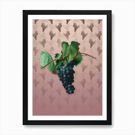 Vintage Grape Vine Botanical on Dusty Pink Pattern n.1245 Art Print