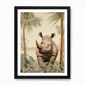 Rhinoceros 1 Tropical Animal Portrait Art Print