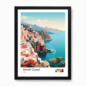 Amalfi Coast, Italy, Geometric Illustration 3 Poster Art Print