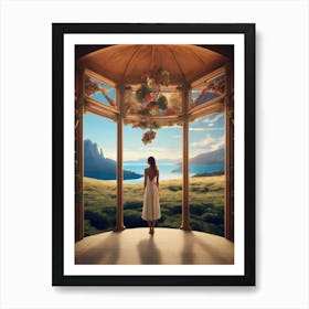 Woman Looking Out Of A Window Art Print