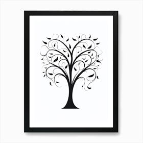 Minimalist Black & White Tree Branch Heart 4 Art Print