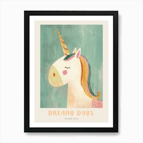 Pastel Storybook Style Unicorn 3 Poster Art Print