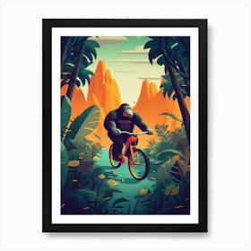 Riding A Bike Gorrila Art 3 Art Print