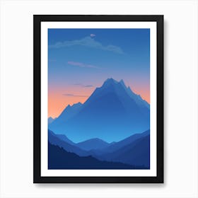 Misty Mountains Vertical Composition In Blue Tone 185 Art Print