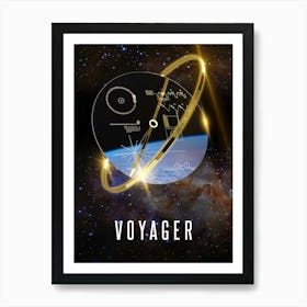 NASA Voyager 1 Golden Record, 3D - Space poster, Science poster Art Print