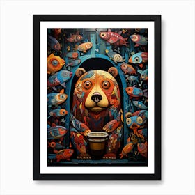 Bear With Fishes 3 Art Print