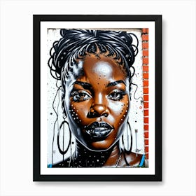 Graffiti Mural Of Beautiful Black Woman 337 Art Print