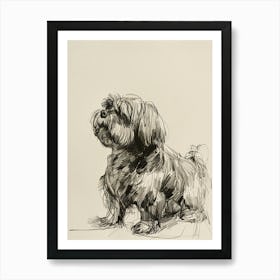Lhasa Apso Dog Line Sketch 1 Art Print