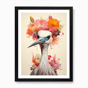 Bird With A Flower Crown Crane 2 Art Print