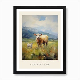 Sheep & Lamb In The Green Grass Of The Scottish Highlands 1 Art Print