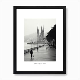 Poster Of San Sebastian, Spain, Black And White Analogue Photography 3 Art Print