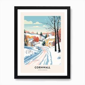 Vintage Winter Travel Poster Cornwall United Kingdom 2 Art Print