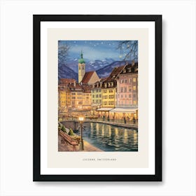 Vintage Winter Poster Lucerne Switzerland 5 Art Print