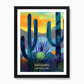 Saguaro National Park Travel Poster Matisse Style 2 Art Print