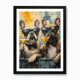 Whimsical Frenchies At The Bar 14 Art Print