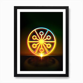 Neon Geometric Glyph in Watermelon Green and Red on Black n.0389 Art Print