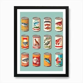 Vintage Tinned Fish, Sardines Illustration 2 Art Print