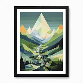 Mountains And Valley   Geometric Vector Illustration 3 Art Print