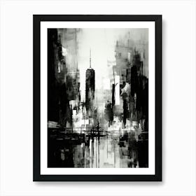 Cityscape Abstract Black And White 2 Art Print