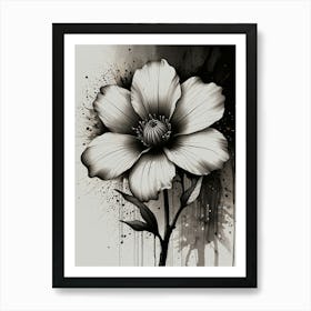 Black And White Flower Painting Art Print