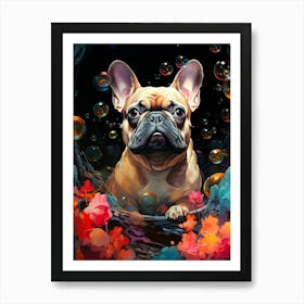 Floral Fantasy Bulldog Art Print
