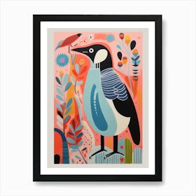 Colourful Scandi Bird Penguin 2 Art Print