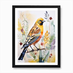 Bird Painting Collage Yellowhammer 2 Art Print