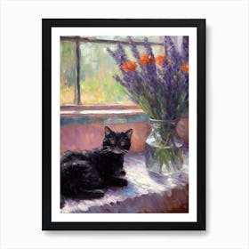 Lavender With A Cat 4 Art Print