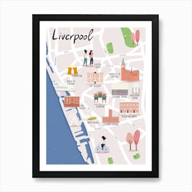 Liverpool City Map Illustration Affiche