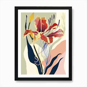 Colourful Flower Illustration Gloriosa Lily 3 Art Print