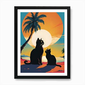 Cats On The Beach Art Print