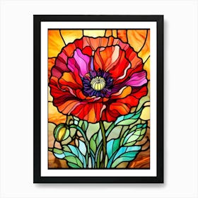 Stained Glass Poppy Art Print