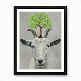 Goat With Tree Poster