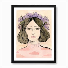 Girl And Her Flowers Art Print