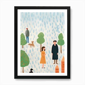 In Paris With The Eiffel Tower Scene, Tiny People And Illustration 4 Art Print