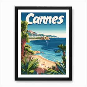 Aihrgdesign A Retro Travel Poster For Cannes Featuring The Sc Efd46301 0bd5 4393 9fe3 296d3f6c48c5 2 Art Print