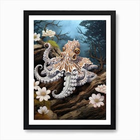 Mimic Octopus Illustration 15 Art Print