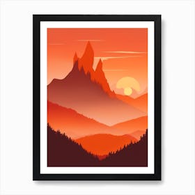 Misty Mountains Vertical Background In Orange Tone 26 Art Print