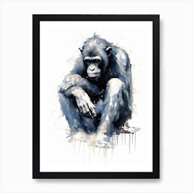 Watercolour Thinker Monkey 1 Art Print