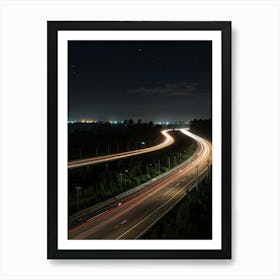 Highway At Night 1 Art Print